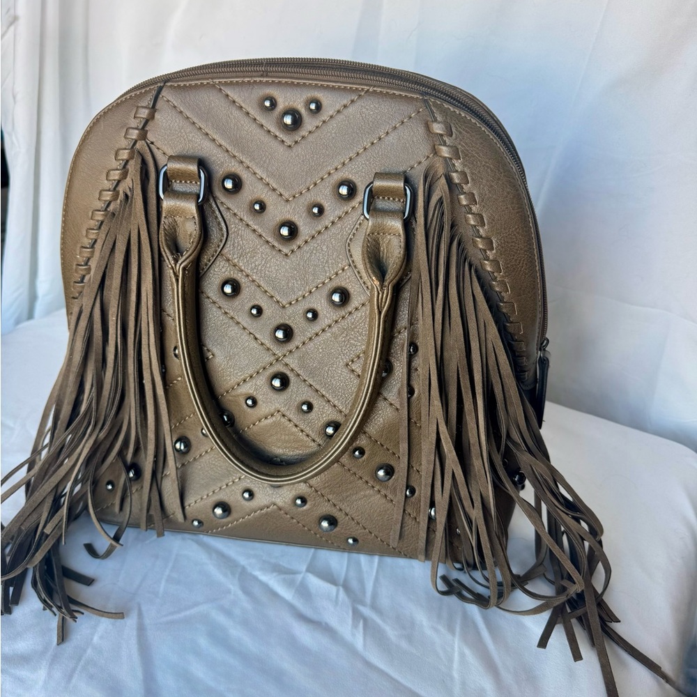Fringed Studded Taupe Mossimo Handbag